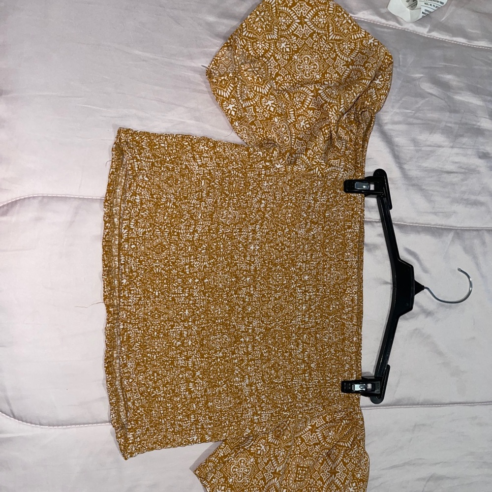 Yellow off the shoulder crop top
